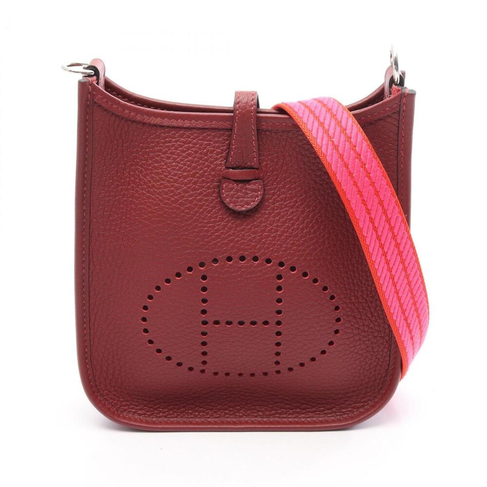 Hermes Evelyne TPM Amazon Rouge H Shoulder Bag Handbag Taurillon Clemence Lea...